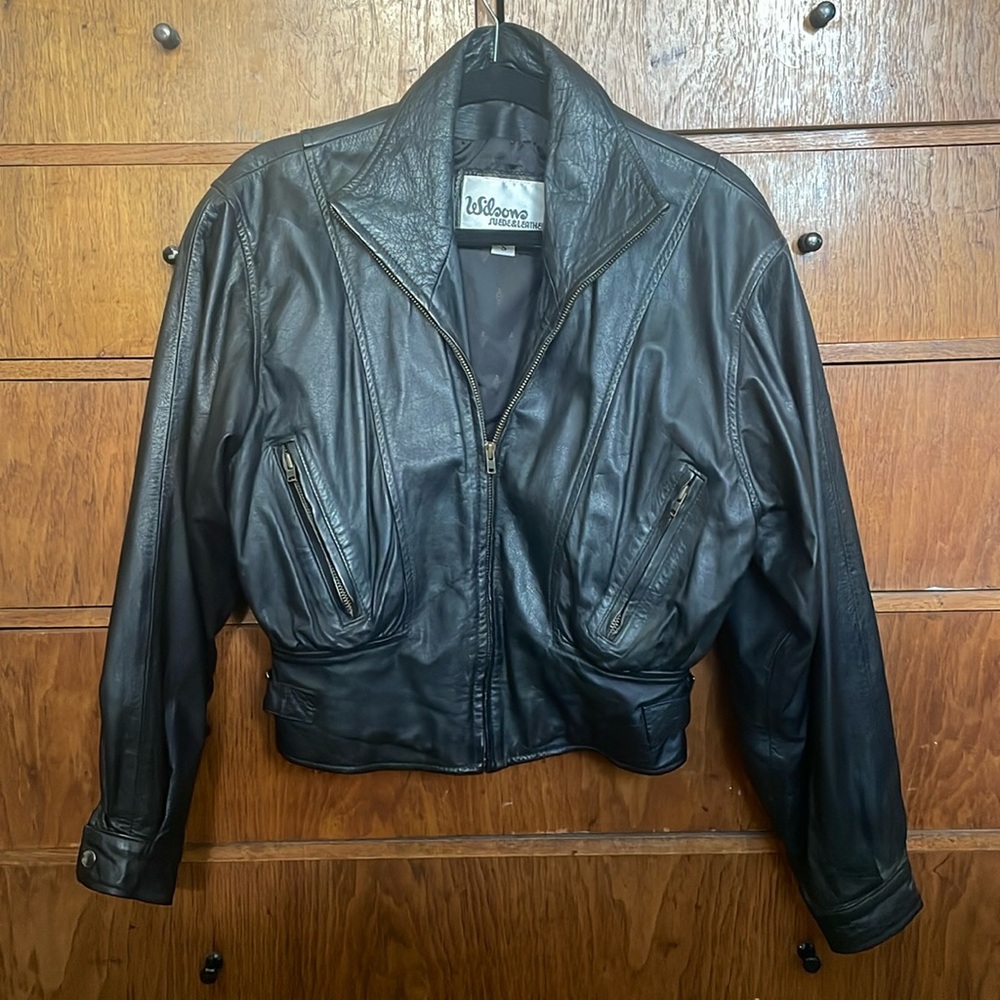 Vintage 80s Cropped Black Leather Jacket